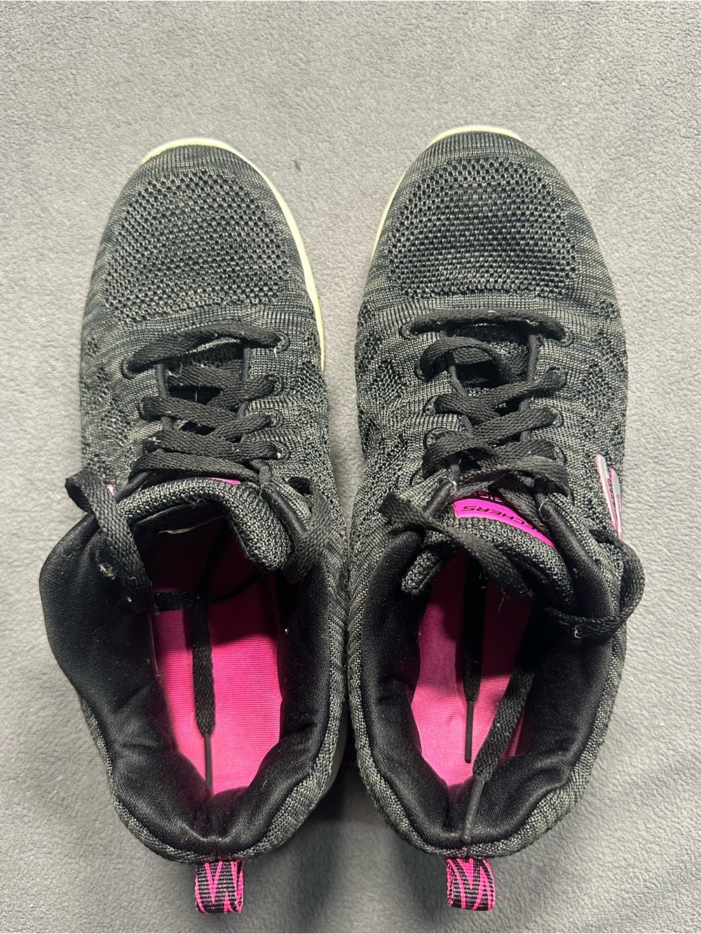 Skechers Women's Black Knit Sneakers with Pink Lining